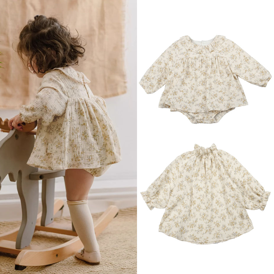 Baby Clothing Organic - Kwiatowe dziecięce sukienki dla dziewczynek wiosenne